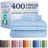 image400 Thread Count Cotton Sheet Set  Cal King Size 100 Cotton Sheets  Easily Fits 8quot to 16quot Mattress  SilkySoft Wrinkle Free ampamp Comfortable  Deep Pockets ampamp Hotel Quality Bedding Set  Light Grey11  Baby Blue