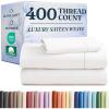 image400 Thread Count Cotton Sheet Set  Cal King Size 100 Cotton Sheets  Easily Fits 8quot to 16quot Mattress  SilkySoft Wrinkle Free ampamp Comfortable  Deep Pockets ampamp Hotel Quality Bedding Set  Light Grey01  White