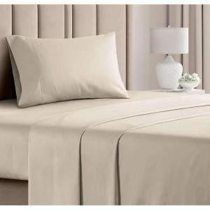 image400 Thread Count Cotton Sheet Set  Cal King Size 100 Cotton Sheets  Easily Fits 8quot to 16quot Mattress  SilkySoft Wrinkle Free ampamp Comfortable  Deep Pockets ampamp Hotel Quality Bedding Set  Light Grey07  Cream