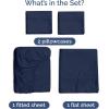 imageSheets Queen Size  Cooling Sheets for Queen  100 Rayon Derived from Bamboo  Soft Breathable Hotel Luxury Bedding  1 Flat 1 Fitted ampamp 2 Pillowcases w 16 Inch Deep Pockets  Emerald Green04  Navy Blue