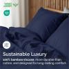 imageSheets Queen Size  Cooling Sheets for Queen  100 Rayon Derived from Bamboo  Soft Breathable Hotel Luxury Bedding  1 Flat 1 Fitted ampamp 2 Pillowcases w 16 Inch Deep Pockets  Emerald Green04  Navy Blue