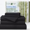 imageSheets Queen Size  Cooling Sheets for Queen  100 Rayon Derived from Bamboo  Soft Breathable Hotel Luxury Bedding  1 Flat 1 Fitted ampamp 2 Pillowcases w 16 Inch Deep Pockets  Emerald Green07  Black