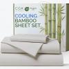 imageSheets Queen Size  Cooling Sheets for Queen  100 Rayon Derived from Bamboo  Soft Breathable Hotel Luxury Bedding  1 Flat 1 Fitted ampamp 2 Pillowcases w 16 Inch Deep Pockets  Emerald Green02  Light Grey