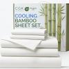 imageSheets Queen Size  Cooling Sheets for Queen  100 Rayon Derived from Bamboo  Soft Breathable Hotel Luxury Bedding  1 Flat 1 Fitted ampamp 2 Pillowcases w 16 Inch Deep Pockets  Emerald Green01  White