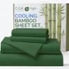 imageSheets Queen Size  Cooling Sheets for Queen  100 Rayon Derived from Bamboo  Soft Breathable Hotel Luxury Bedding  1 Flat 1 Fitted ampamp 2 Pillowcases w 16 Inch Deep Pockets  Emerald Green06  Emerald Green