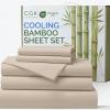 imageSheets Queen Size  Cooling Sheets for Queen  100 Rayon Derived from Bamboo  Soft Breathable Hotel Luxury Bedding  1 Flat 1 Fitted ampamp 2 Pillowcases w 16 Inch Deep Pockets  Emerald Green05  Wheat