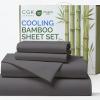 imageSheets Queen Size  Cooling Sheets for Queen  100 Rayon Derived from Bamboo  Soft Breathable Hotel Luxury Bedding  1 Flat 1 Fitted ampamp 2 Pillowcases w 16 Inch Deep Pockets  Emerald Green03  Dark Grey