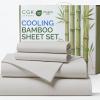 imageSheets Queen Size  Cooling Sheets for Queen  100 Rayon Derived from Bamboo  Soft Breathable Hotel Luxury Bedding  1 Flat 1 Fitted ampamp 2 Pillowcases w 16 Inch Deep Pockets  Emerald Green02  Light Grey
