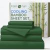 imageSheets Queen Size  Cooling Sheets for Queen  100 Rayon Derived from Bamboo  Soft Breathable Hotel Luxury Bedding  1 Flat 1 Fitted ampamp 2 Pillowcases w 16 Inch Deep Pockets  Emerald Green06  Emerald Green