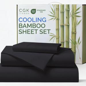 imageSheets Queen Size  Cooling Sheets for Queen  100 Rayon Derived from Bamboo  Soft Breathable Hotel Luxury Bedding  1 Flat 1 Fitted ampamp 2 Pillowcases w 16 Inch Deep Pockets  Emerald Green07  Black