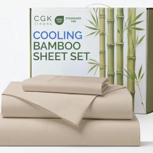 imageSheets Queen Size  Cooling Sheets for Queen  100 Rayon Derived from Bamboo  Soft Breathable Hotel Luxury Bedding  1 Flat 1 Fitted ampamp 2 Pillowcases w 16 Inch Deep Pockets  Emerald Green05  Wheat