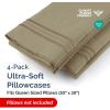 imageQueen Pillow Cases Set of 4  Ultra Soft Hotel Quality Pillowcase Covers  Comfy Cozy ampamp Wrinkle Free  Shrink Stain ampamp Fade Resistant  Machine Washable Pillow Protectors  4 Piece Set  Terracotta15  Khaki