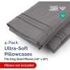 imageQueen Pillow Cases Set of 4  Ultra Soft Hotel Quality Pillowcase Covers  Comfy Cozy ampamp Wrinkle Free  Shrink Stain ampamp Fade Resistant  Machine Washable Pillow Protectors  4 Piece Set  Terracotta07  Dark Grey