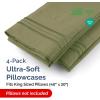 imageQueen Pillow Cases Set of 4  Ultra Soft Hotel Quality Pillowcase Covers  Comfy Cozy ampamp Wrinkle Free  Shrink Stain ampamp Fade Resistant  Machine Washable Pillow Protectors  4 Piece Set  Terracotta30  Sage Green