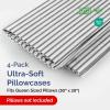 imageQueen Pillow Cases Set of 4  Ultra Soft Hotel Quality Pillowcase Covers  Comfy Cozy ampamp Wrinkle Free  Shrink Stain ampamp Fade Resistant  Machine Washable Pillow Protectors  4 Piece Set  Terracotta43  Grey Stripes 2
