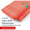 imageQueen Pillow Cases Set of 4  Ultra Soft Hotel Quality Pillowcase Covers  Comfy Cozy ampamp Wrinkle Free  Shrink Stain ampamp Fade Resistant  Machine Washable Pillow Protectors  4 Piece Set  Terracotta39  Coral