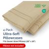 imageQueen Pillow Cases Set of 4  Ultra Soft Hotel Quality Pillowcase Covers  Comfy Cozy ampamp Wrinkle Free  Shrink Stain ampamp Fade Resistant  Machine Washable Pillow Protectors  4 Piece Set  Terracotta14  Beige
