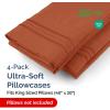 imageQueen Pillow Cases Set of 4  Ultra Soft Hotel Quality Pillowcase Covers  Comfy Cozy ampamp Wrinkle Free  Shrink Stain ampamp Fade Resistant  Machine Washable Pillow Protectors  4 Piece Set  Terracotta28  Terracotta