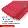 imageQueen Pillow Cases Set of 4  Ultra Soft Hotel Quality Pillowcase Covers  Comfy Cozy ampamp Wrinkle Free  Shrink Stain ampamp Fade Resistant  Machine Washable Pillow Protectors  4 Piece Set  Terracotta26  Red