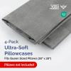 imageQueen Pillow Cases Set of 4  Ultra Soft Hotel Quality Pillowcase Covers  Comfy Cozy ampamp Wrinkle Free  Shrink Stain ampamp Fade Resistant  Machine Washable Pillow Protectors  4 Piece Set  Terracotta06  Heathered Grey