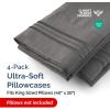 imageQueen Pillow Cases Set of 4  Ultra Soft Hotel Quality Pillowcase Covers  Comfy Cozy ampamp Wrinkle Free  Shrink Stain ampamp Fade Resistant  Machine Washable Pillow Protectors  4 Piece Set  Terracotta08  Charcoal