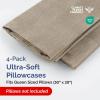 imageQueen Pillow Cases Set of 4  Ultra Soft Hotel Quality Pillowcase Covers  Comfy Cozy ampamp Wrinkle Free  Shrink Stain ampamp Fade Resistant  Machine Washable Pillow Protectors  4 Piece Set  Terracotta12  Heathered Beige