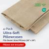 imageQueen Pillow Cases Set of 4  Ultra Soft Hotel Quality Pillowcase Covers  Comfy Cozy ampamp Wrinkle Free  Shrink Stain ampamp Fade Resistant  Machine Washable Pillow Protectors  4 Piece Set  Terracotta11  Heathered Tan