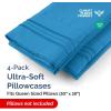 imageQueen Pillow Cases Set of 4  Ultra Soft Hotel Quality Pillowcase Covers  Comfy Cozy ampamp Wrinkle Free  Shrink Stain ampamp Fade Resistant  Machine Washable Pillow Protectors  4 Piece Set  Terracotta20  Denim Blue