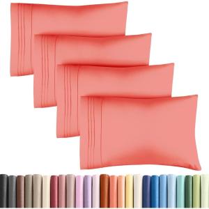 imageQueen Pillow Cases Set of 4  Ultra Soft Hotel Quality Pillowcase Covers  Comfy Cozy ampamp Wrinkle Free  Shrink Stain ampamp Fade Resistant  Machine Washable Pillow Protectors  4 Piece Set  Terracotta39  Coral