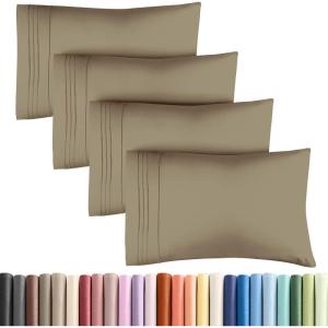 imageQueen Pillow Cases Set of 4  Ultra Soft Hotel Quality Pillowcase Covers  Comfy Cozy ampamp Wrinkle Free  Shrink Stain ampamp Fade Resistant  Machine Washable Pillow Protectors  4 Piece Set  Terracotta15  Khaki