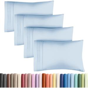 imageQueen Pillow Cases Set of 4  Ultra Soft Hotel Quality Pillowcase Covers  Comfy Cozy ampamp Wrinkle Free  Shrink Stain ampamp Fade Resistant  Machine Washable Pillow Protectors  4 Piece Set  Terracotta18  Sky Blue