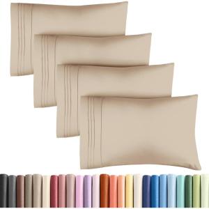 imageQueen Pillow Cases Set of 4  Ultra Soft Hotel Quality Pillowcase Covers  Comfy Cozy ampamp Wrinkle Free  Shrink Stain ampamp Fade Resistant  Machine Washable Pillow Protectors  4 Piece Set  Terracotta10  Cream