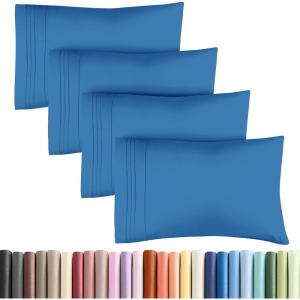 imageQueen Pillow Cases Set of 4  Ultra Soft Hotel Quality Pillowcase Covers  Comfy Cozy ampamp Wrinkle Free  Shrink Stain ampamp Fade Resistant  Machine Washable Pillow Protectors  4 Piece Set  Terracotta22  Royal Blue