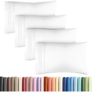 imageQueen Pillow Cases Set of 4  Ultra Soft Hotel Quality Pillowcase Covers  Comfy Cozy ampamp Wrinkle Free  Shrink Stain ampamp Fade Resistant  Machine Washable Pillow Protectors  4 Piece Set  Terracotta01 White