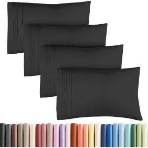 imageQueen Pillow Cases Set of 4  Ultra Soft Hotel Quality Pillowcase Covers  Comfy Cozy ampamp Wrinkle Free  Shrink Stain ampamp Fade Resistant  Machine Washable Pillow Protectors  4 Piece Set  Terracotta25  Black