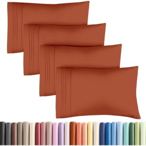 imageQueen Pillow Cases Set of 4  Ultra Soft Hotel Quality Pillowcase Covers  Comfy Cozy ampamp Wrinkle Free  Shrink Stain ampamp Fade Resistant  Machine Washable Pillow Protectors  4 Piece Set  Terracotta28  Terracotta