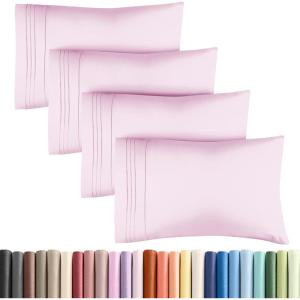 imageQueen Pillow Cases Set of 4  Ultra Soft Hotel Quality Pillowcase Covers  Comfy Cozy ampamp Wrinkle Free  Shrink Stain ampamp Fade Resistant  Machine Washable Pillow Protectors  4 Piece Set  Terracotta34  Light Pink