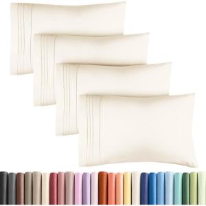 imageQueen Pillow Cases Set of 4  Ultra Soft Hotel Quality Pillowcase Covers  Comfy Cozy ampamp Wrinkle Free  Shrink Stain ampamp Fade Resistant  Machine Washable Pillow Protectors  4 Piece Set  Terracotta09  Off White