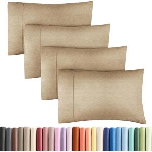 imageQueen Pillow Cases Set of 4  Ultra Soft Hotel Quality Pillowcase Covers  Comfy Cozy ampamp Wrinkle Free  Shrink Stain ampamp Fade Resistant  Machine Washable Pillow Protectors  4 Piece Set  Terracotta11  Heathered Tan