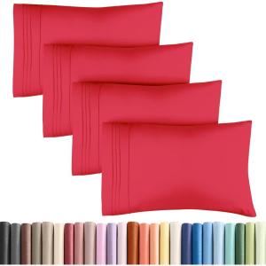 imageQueen Pillow Cases Set of 4  Ultra Soft Hotel Quality Pillowcase Covers  Comfy Cozy ampamp Wrinkle Free  Shrink Stain ampamp Fade Resistant  Machine Washable Pillow Protectors  4 Piece Set  Terracotta26  Red