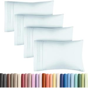 imageQueen Pillow Cases Set of 4  Ultra Soft Hotel Quality Pillowcase Covers  Comfy Cozy ampamp Wrinkle Free  Shrink Stain ampamp Fade Resistant  Machine Washable Pillow Protectors  4 Piece Set  Terracotta17  Ice Blue