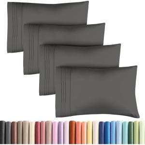 imageQueen Pillow Cases Set of 4  Ultra Soft Hotel Quality Pillowcase Covers  Comfy Cozy ampamp Wrinkle Free  Shrink Stain ampamp Fade Resistant  Machine Washable Pillow Protectors  4 Piece Set  Terracotta08  Charcoal