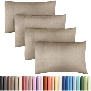 imageQueen Pillow Cases Set of 4  Ultra Soft Hotel Quality Pillowcase Covers  Comfy Cozy ampamp Wrinkle Free  Shrink Stain ampamp Fade Resistant  Machine Washable Pillow Protectors  4 Piece Set  Terracotta12  Heathered Beige