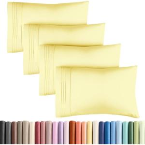 imageQueen Pillow Cases Set of 4  Ultra Soft Hotel Quality Pillowcase Covers  Comfy Cozy ampamp Wrinkle Free  Shrink Stain ampamp Fade Resistant  Machine Washable Pillow Protectors  4 Piece Set  Terracotta40  Yellow