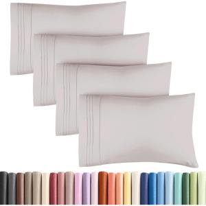 imageQueen Pillow Cases Set of 4  Ultra Soft Hotel Quality Pillowcase Covers  Comfy Cozy ampamp Wrinkle Free  Shrink Stain ampamp Fade Resistant  Machine Washable Pillow Protectors  4 Piece Set  Terracotta04  Light Grey