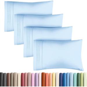 imageQueen Pillow Cases Set of 4  Ultra Soft Hotel Quality Pillowcase Covers  Comfy Cozy ampamp Wrinkle Free  Shrink Stain ampamp Fade Resistant  Machine Washable Pillow Protectors  4 Piece Set  Terracotta19  Baby Blue