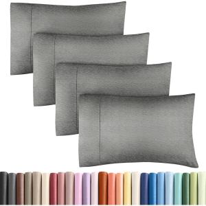 imageQueen Pillow Cases Set of 4  Ultra Soft Hotel Quality Pillowcase Covers  Comfy Cozy ampamp Wrinkle Free  Shrink Stain ampamp Fade Resistant  Machine Washable Pillow Protectors  4 Piece Set  Terracotta06  Heathered Grey