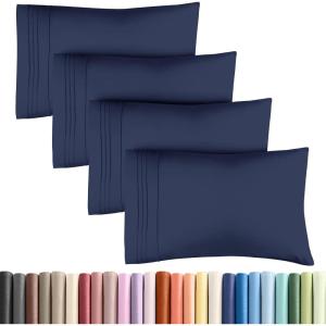 imageQueen Pillow Cases Set of 4  Ultra Soft Hotel Quality Pillowcase Covers  Comfy Cozy ampamp Wrinkle Free  Shrink Stain ampamp Fade Resistant  Machine Washable Pillow Protectors  4 Piece Set  Terracotta24  Navy Blue