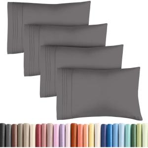 imageQueen Pillow Cases Set of 4  Ultra Soft Hotel Quality Pillowcase Covers  Comfy Cozy ampamp Wrinkle Free  Shrink Stain ampamp Fade Resistant  Machine Washable Pillow Protectors  4 Piece Set  Terracotta07  Dark Grey