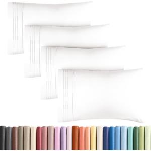 imageQueen Pillow Cases Set of 4  Ultra Soft Hotel Quality Pillowcase Covers  Comfy Cozy ampamp Wrinkle Free  Shrink Stain ampamp Fade Resistant  Machine Washable Pillow Protectors  4 Piece Set  Terracotta02  Antique White